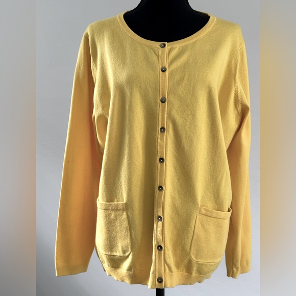 Boden | Yellow Button-Up Women's Cardigan Sweater Sz 16 - Picture 1 of 6